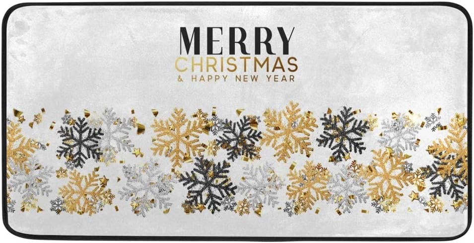 Rashu Kitchen Rug Mat Anti Fatigue Christmas Background Anti Fatigue Matte Rug 2039