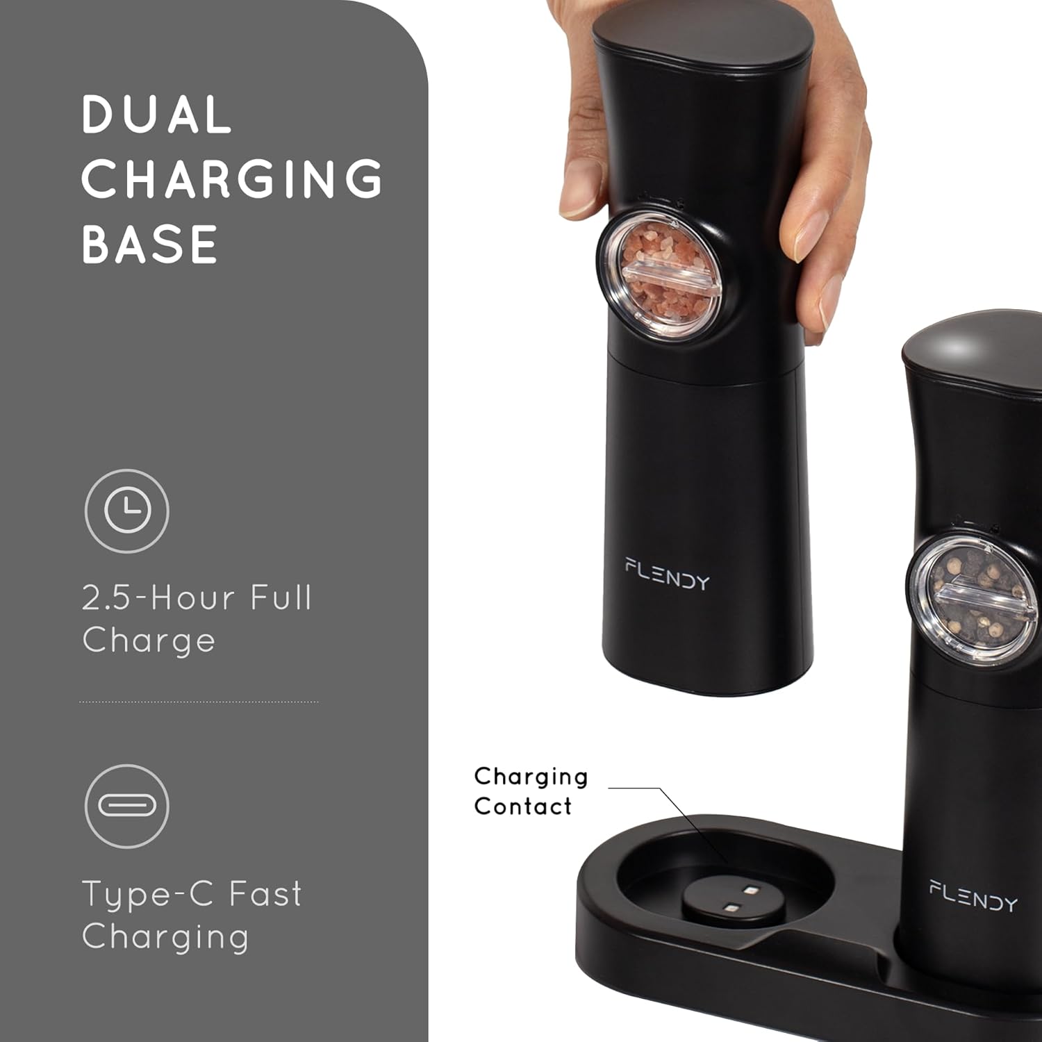 Flendy Gravity Electric Salt Pepper Grinder Set