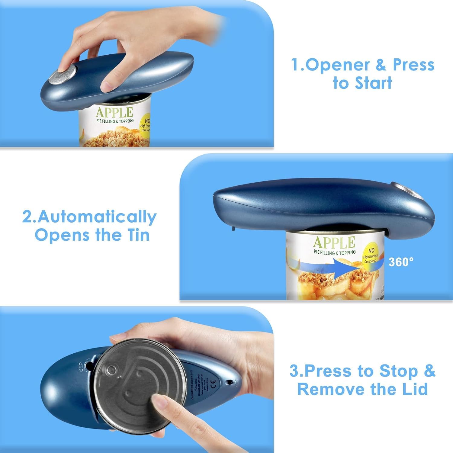 One-Touch Electric Can Opener Smooth Edge Best Gift for Seniors