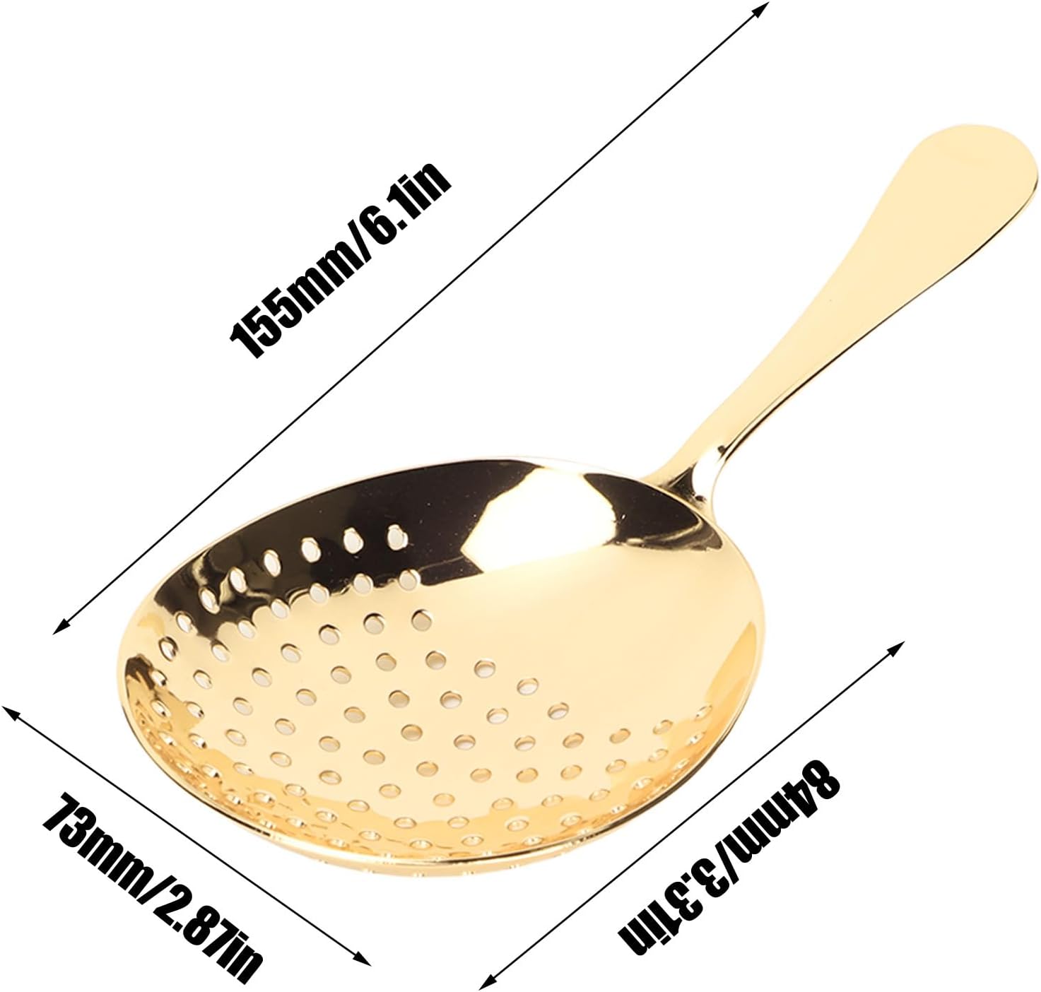 Stainless Steel Julep Strainer Ergonomic Handle for Home Commercial Use