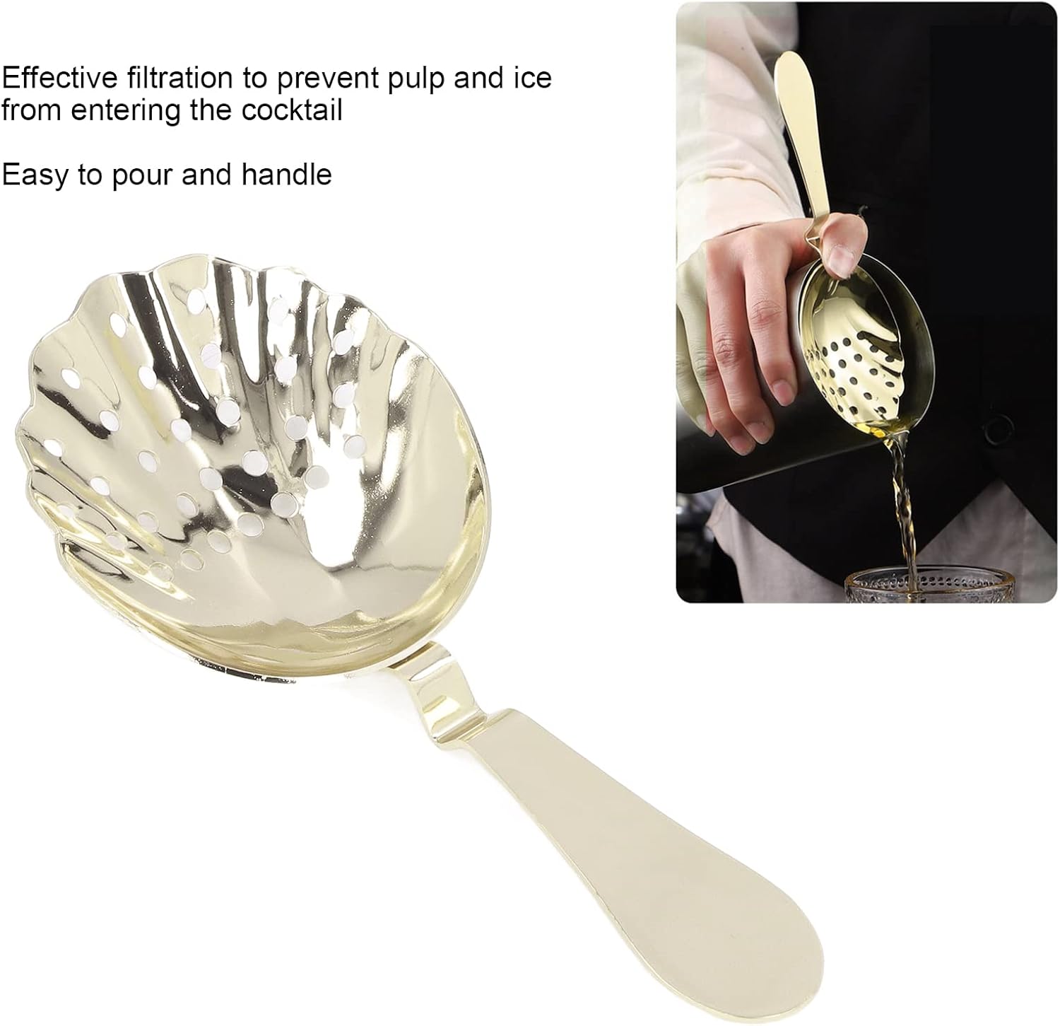 Premium Stainless Steel Cocktail Strainer for Home Bars with Gold Finish