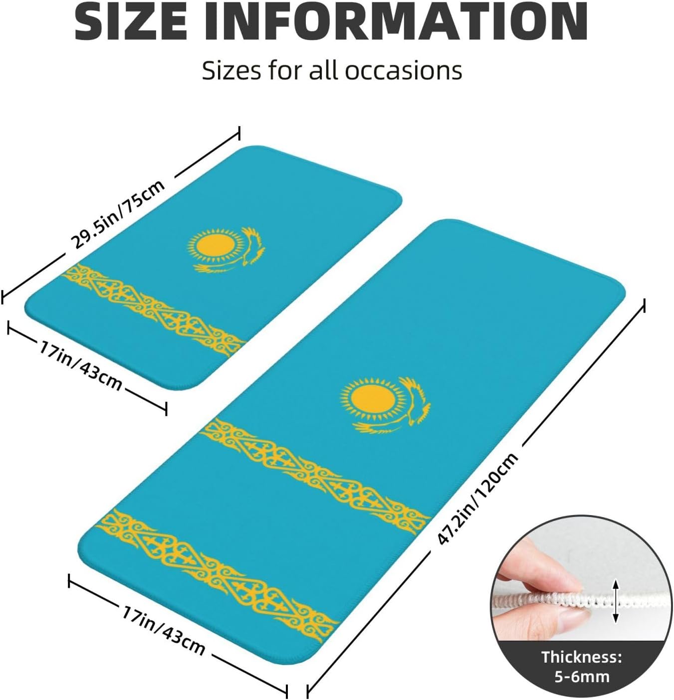 Premium Kazakhstan Flag Kitchen Mats Set