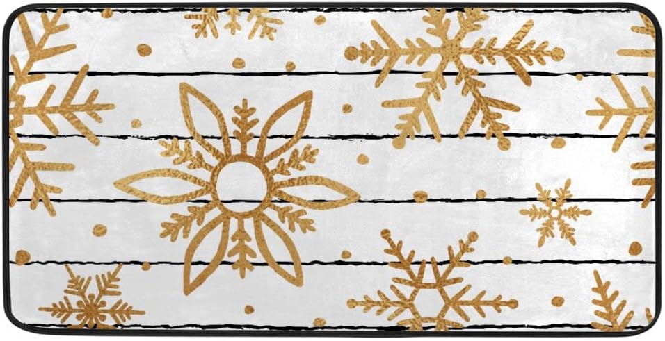 My Little Nest Gold Snowflakes Kitchen Mat