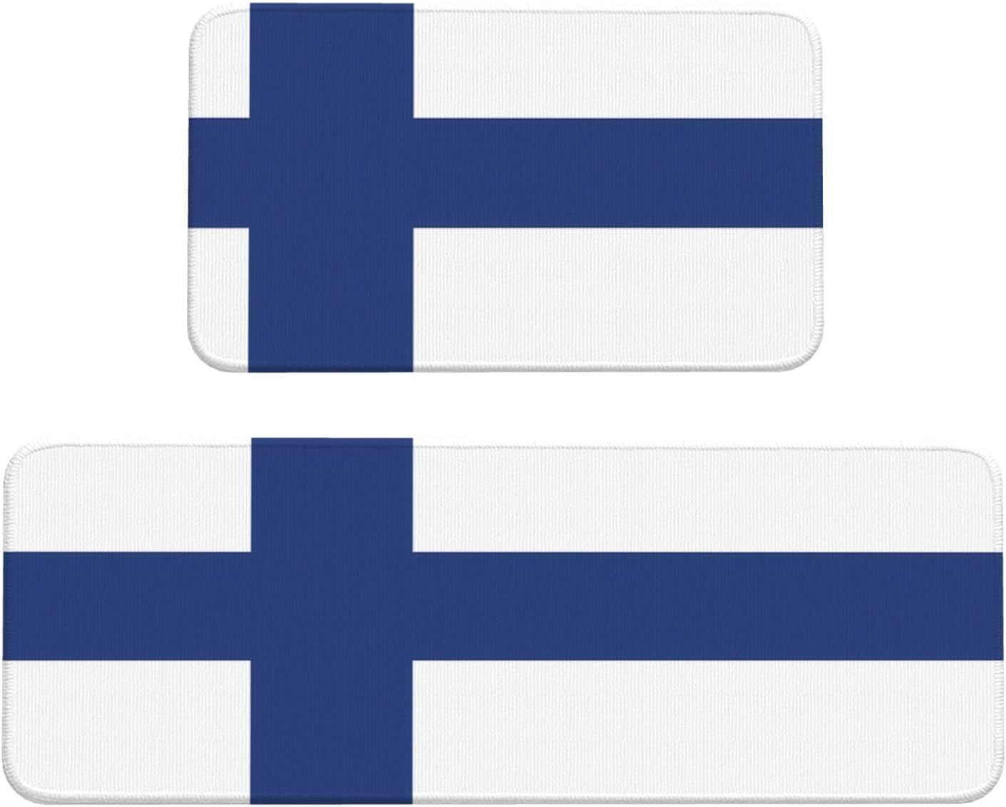 JxWCher Finnish Flag Kitchen Mats 2 Set