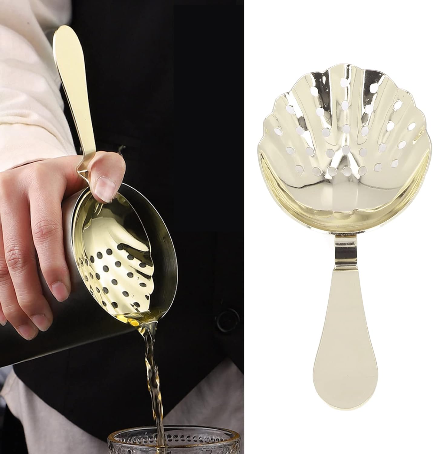 Premium Stainless Steel Cocktail Strainer for Home Bars with Gold Finish