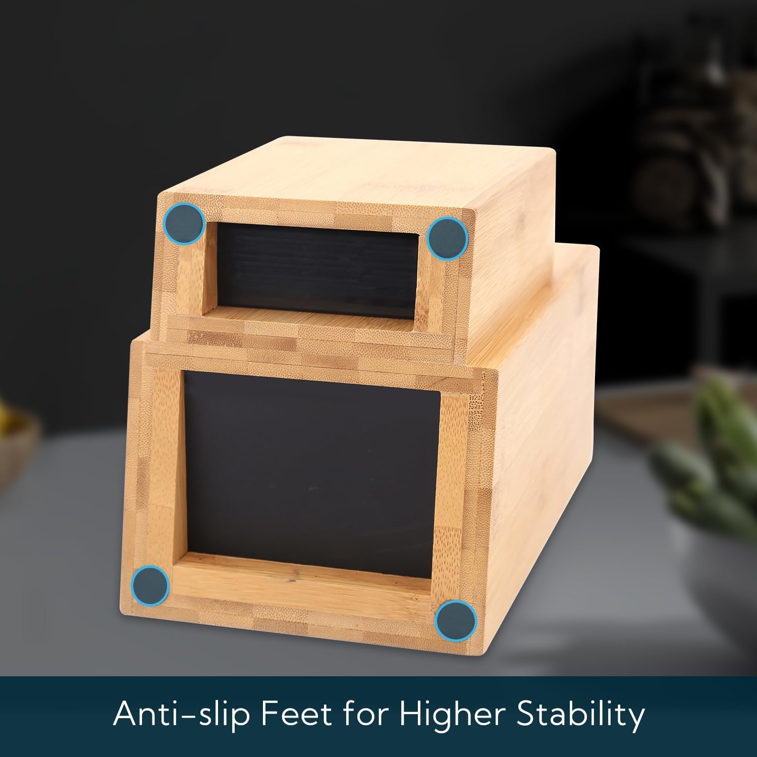 Bamboo Universal Knife Block with Detachable Bristles for Safe Storage