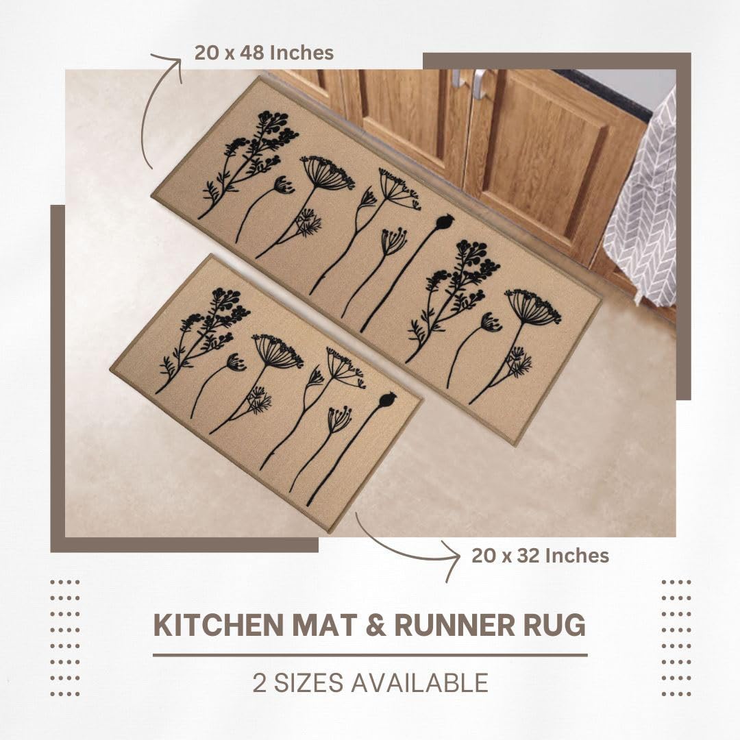 Elegant Wool Effect Kitchen Mat Runner Rug