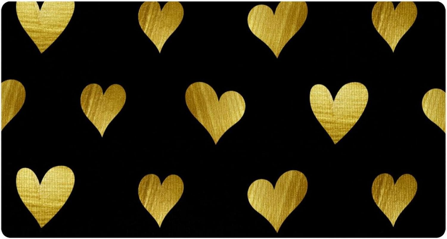 Golden Hearts Seamless Pattern Anti-Fatigue Kitchen Runner Mat