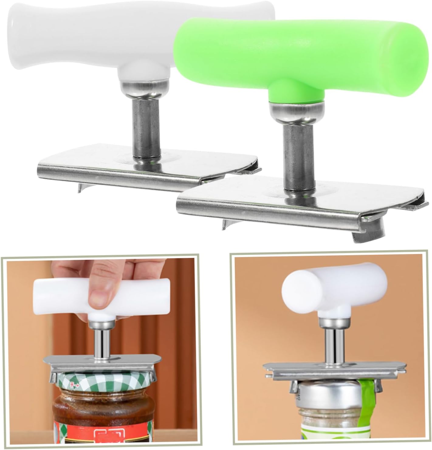SHOWERORO 2-Piece Jar Bottle Opener Threaded Keychain with Rotary Action