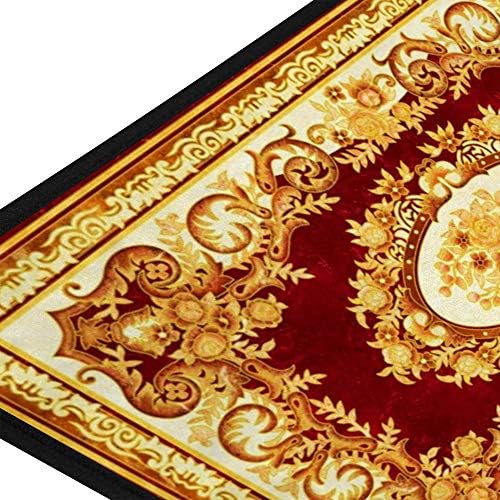 Rashu Red Marble Kitchen Rug Durable Anti-Fatigue Mat for Cooking Linen