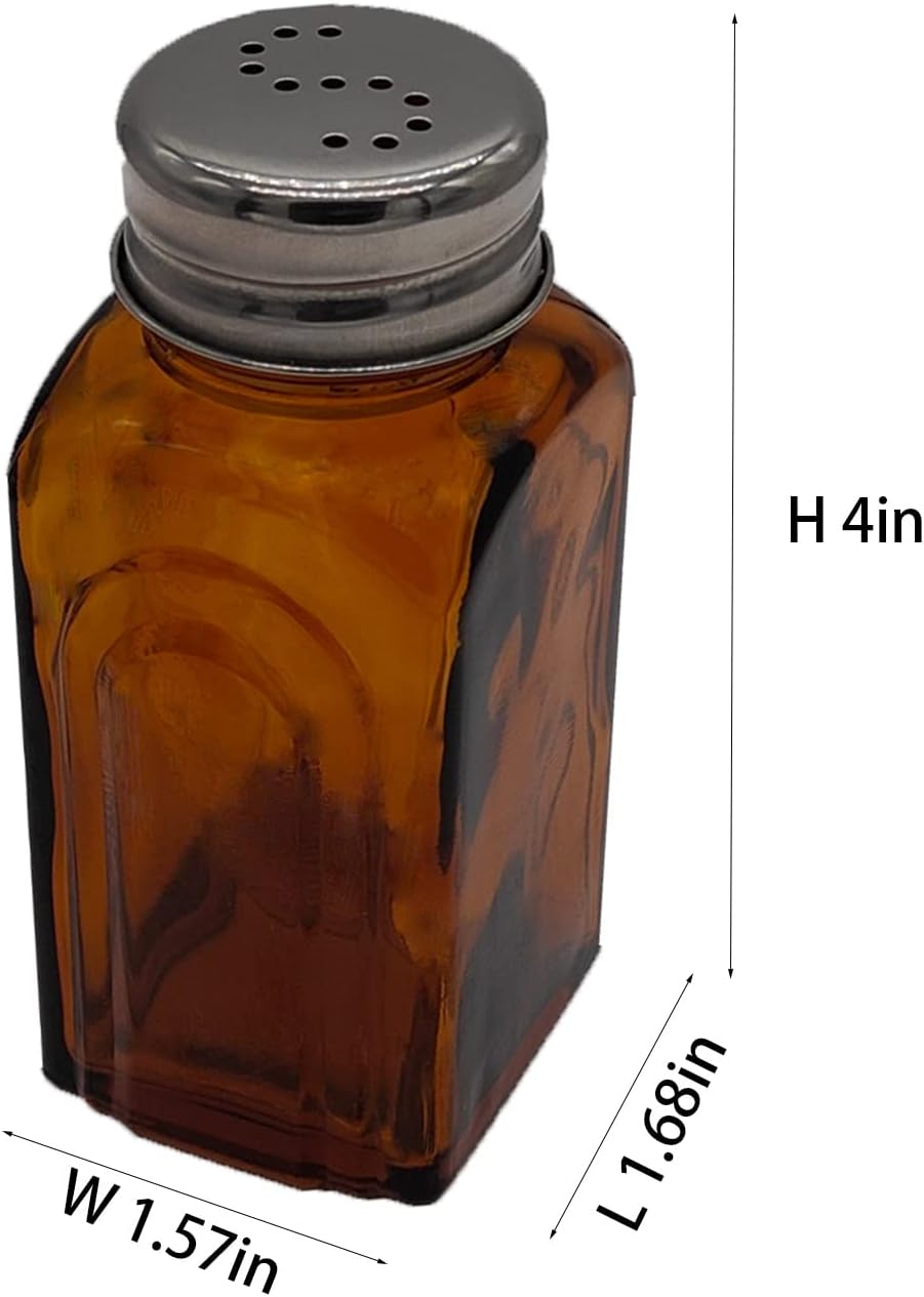 Ritadeshop Retro Amber Glass Salt and Pepper Shakers Set