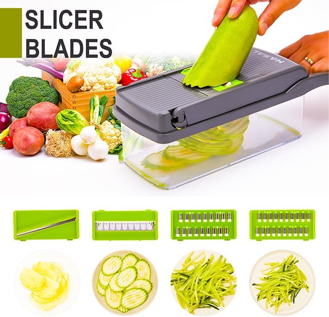 hasal vegetable chopper 16 in 1 kit 8 blades