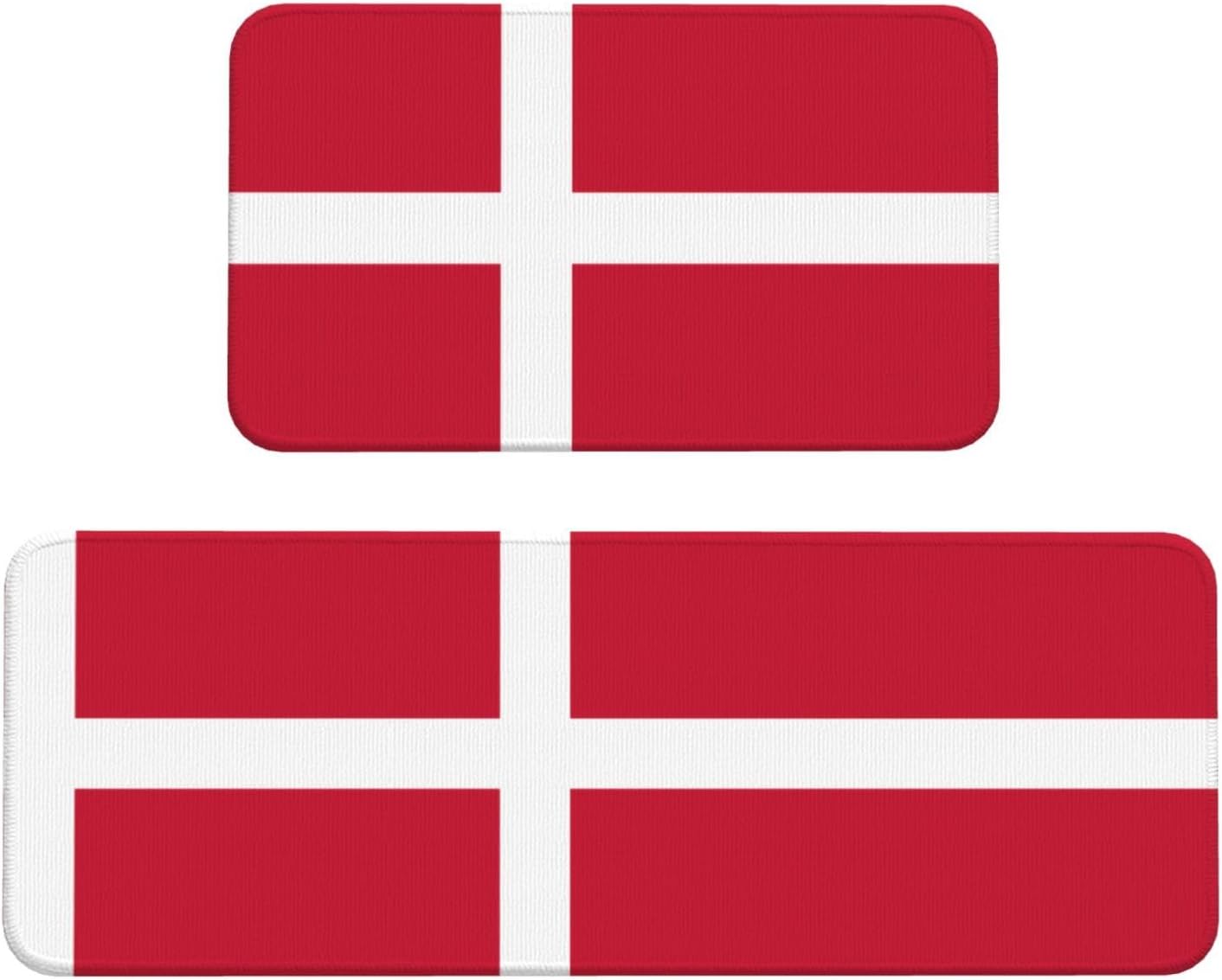 Danish Flag Non-Slip Kitchen Rugs