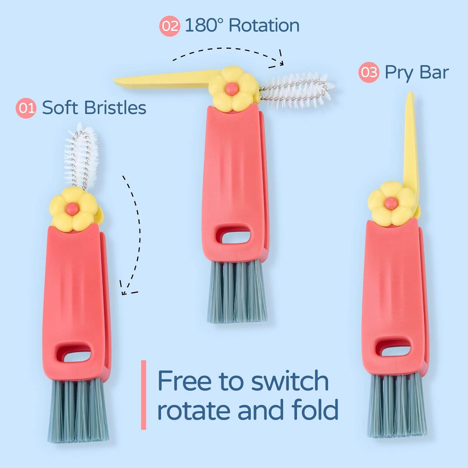 3-in-1 Multifunctional Lid Cleaning Brush Set for Cups Bottles