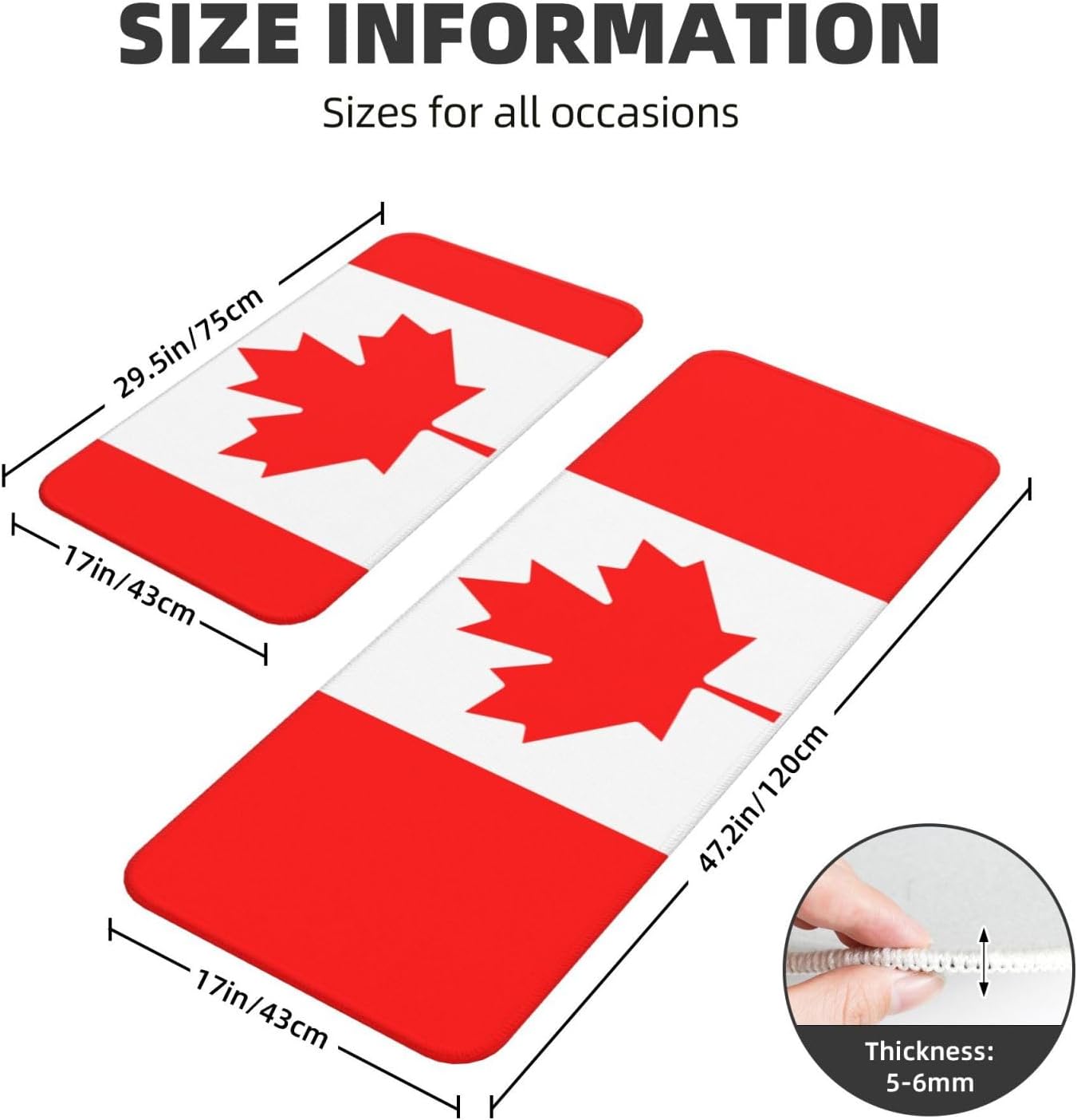 Canadian Flag Print Kitchen Mats 2 Sets Non-Slip 1