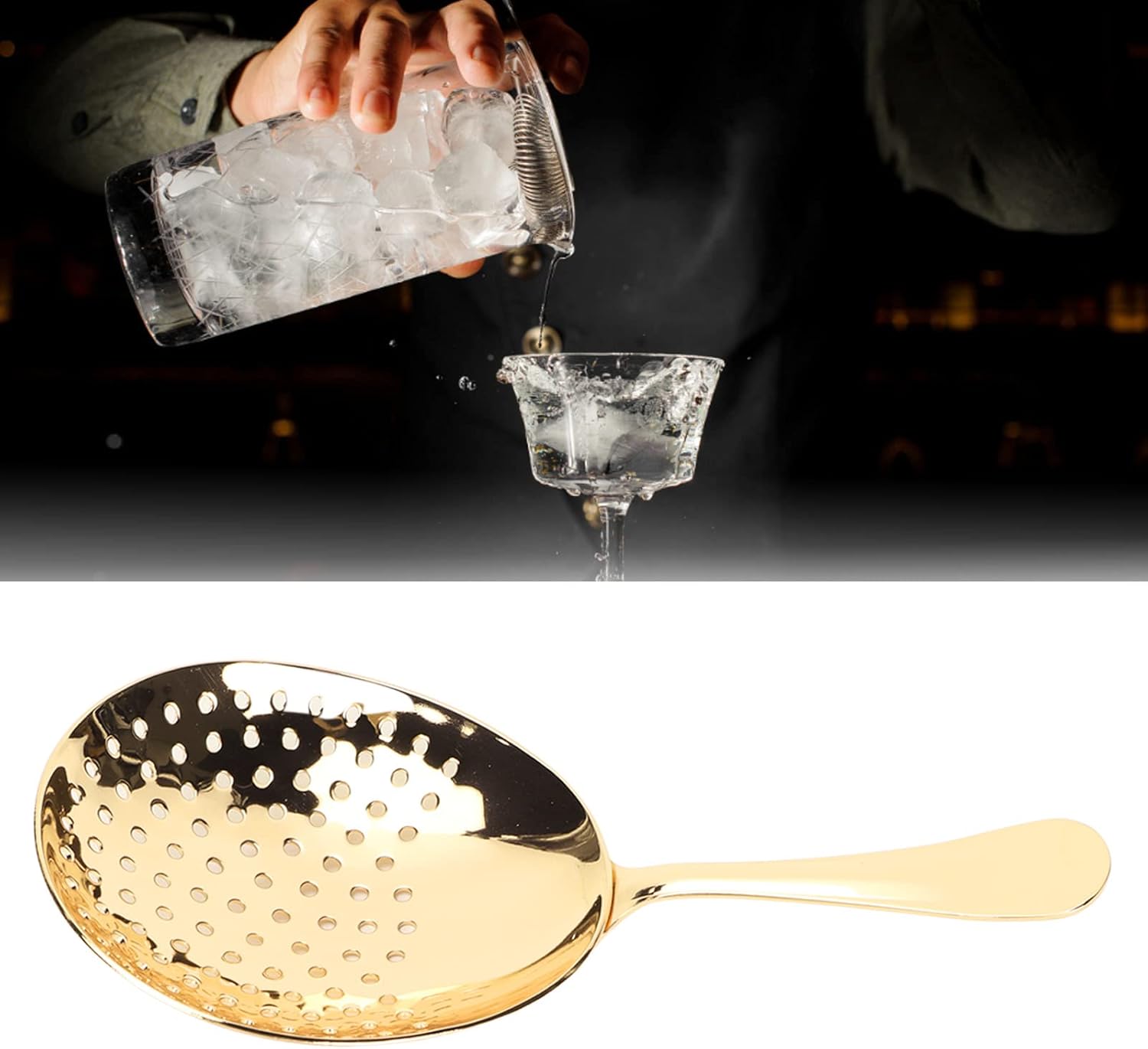 Stainless Steel Julep Strainer Ergonomic Handle for Home Commercial Use