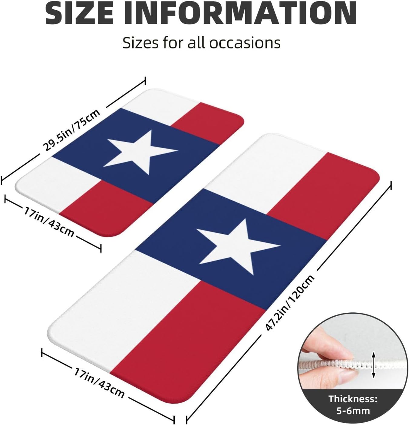 Vivid Flag of Texas Kitchen Mats