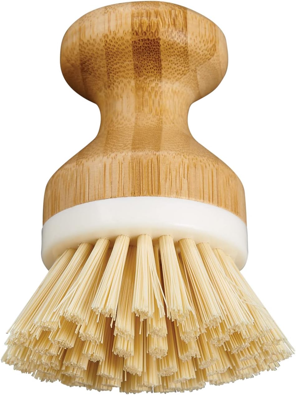 HIC Kitchen Bamboo Vegetable Scrubber with BPA-Free Bristles and Non-Scratch Surface