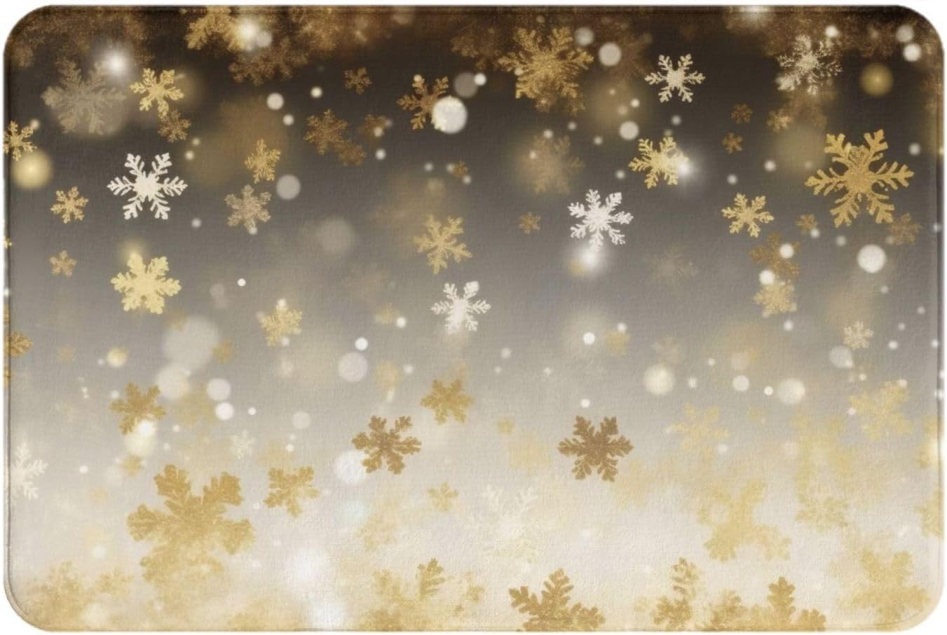 Gold Silk Christmas Print Flannel Anti-Slip Mat 16x24-inch