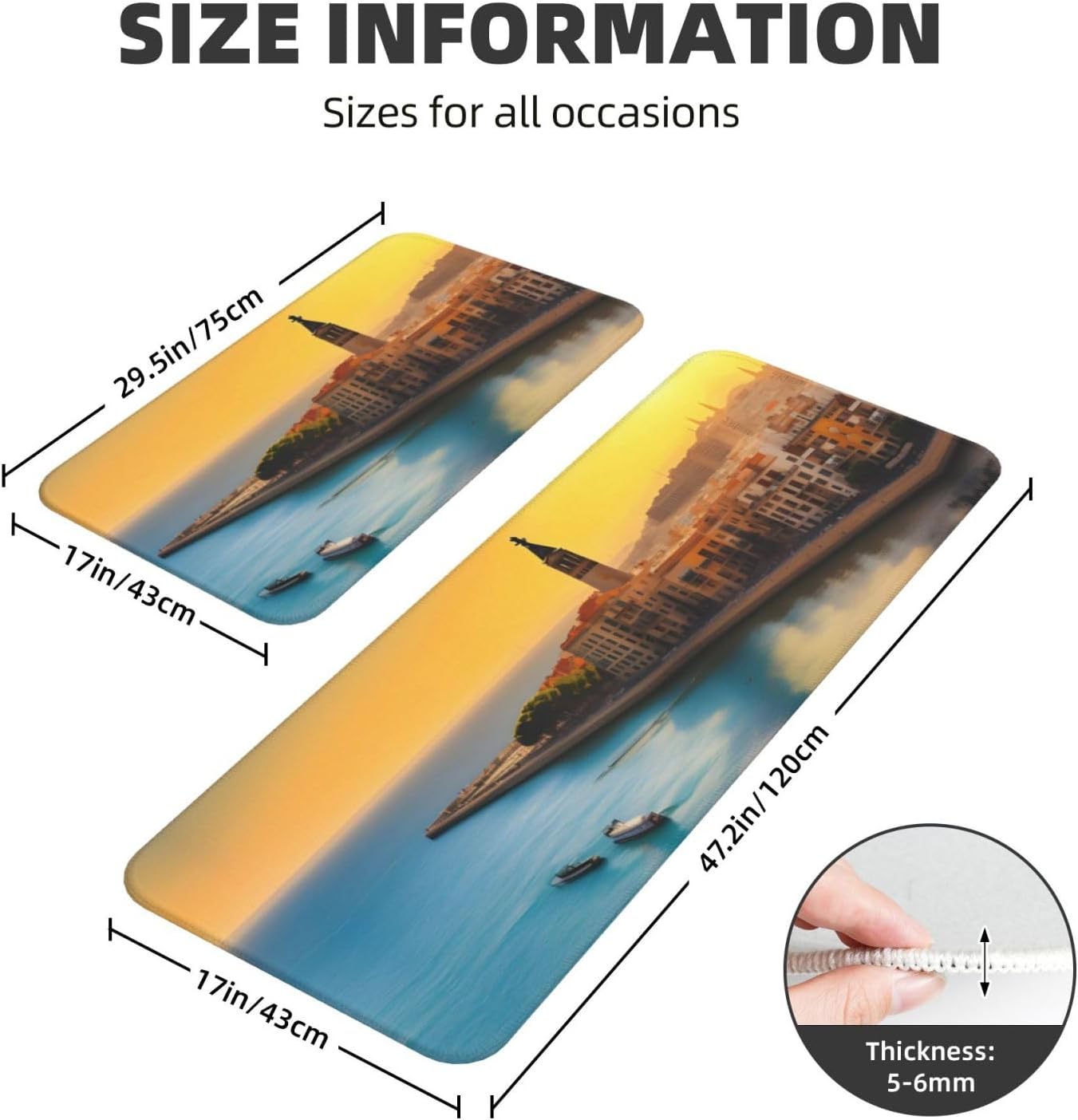 Sunset in Barcelona Kitchen Floor Mats Set of 2