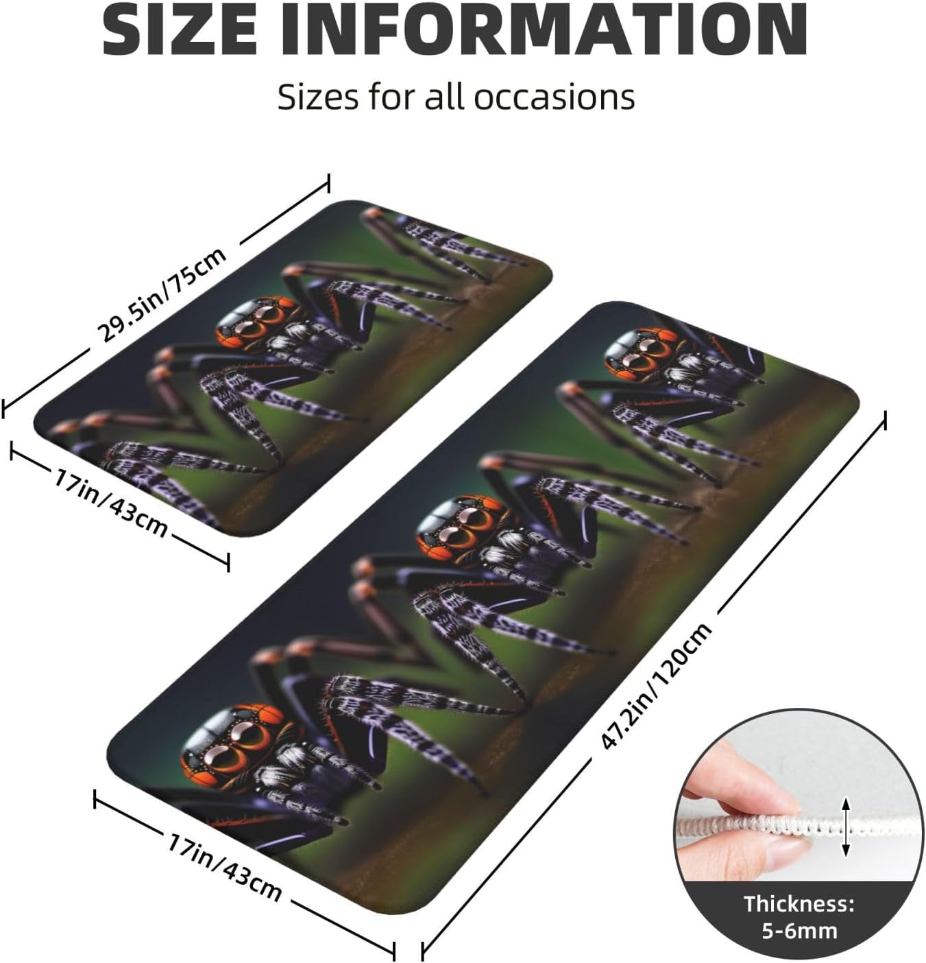 Tropical Rainforest Spiders Kitchen Mats 2 Sets Non-Slip Waterproof
