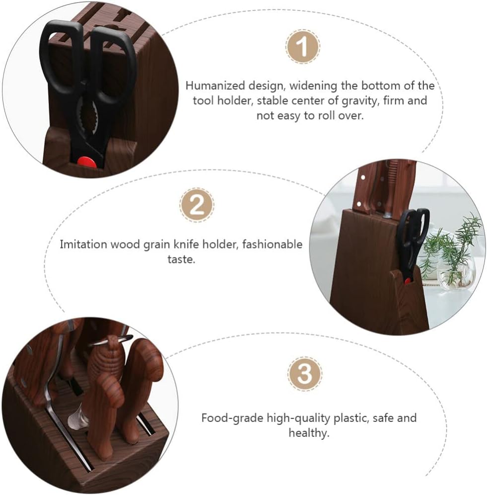 UPKOCHSturdyUniversalBrownWood Knife Block