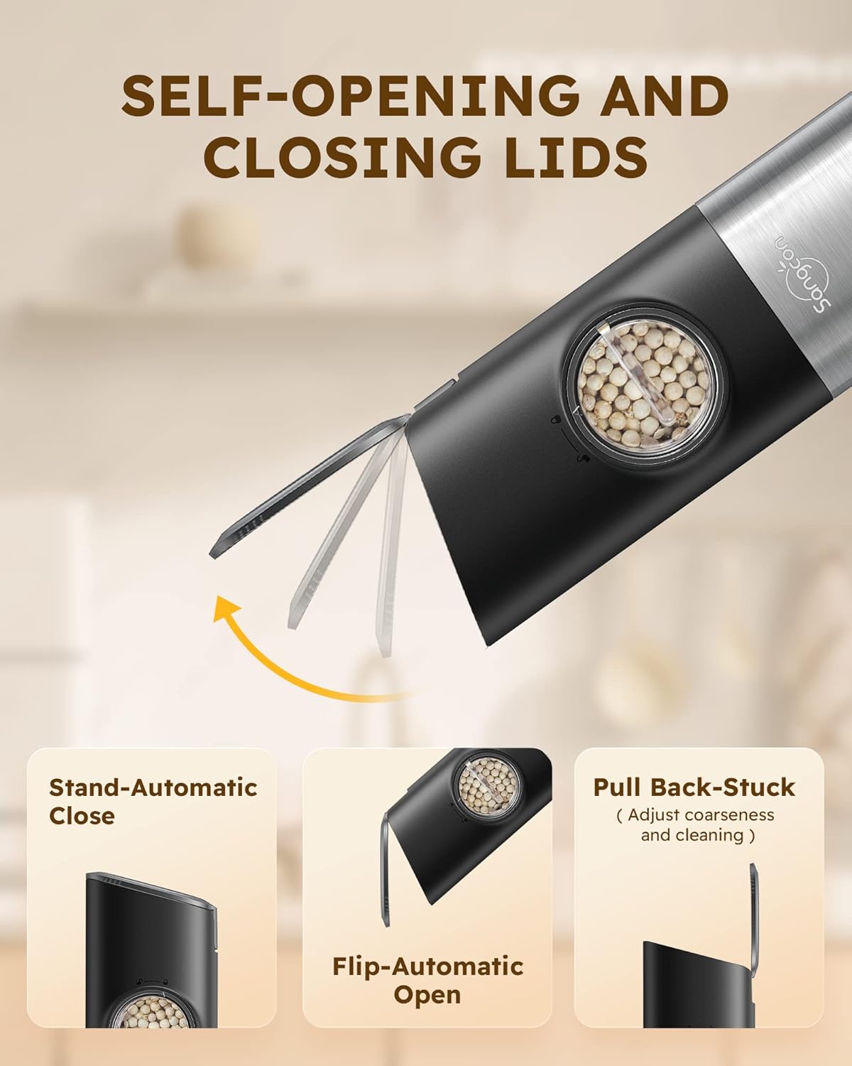Gravity Electric Salt and Pepper grinder Set with USB Rechargeable Function