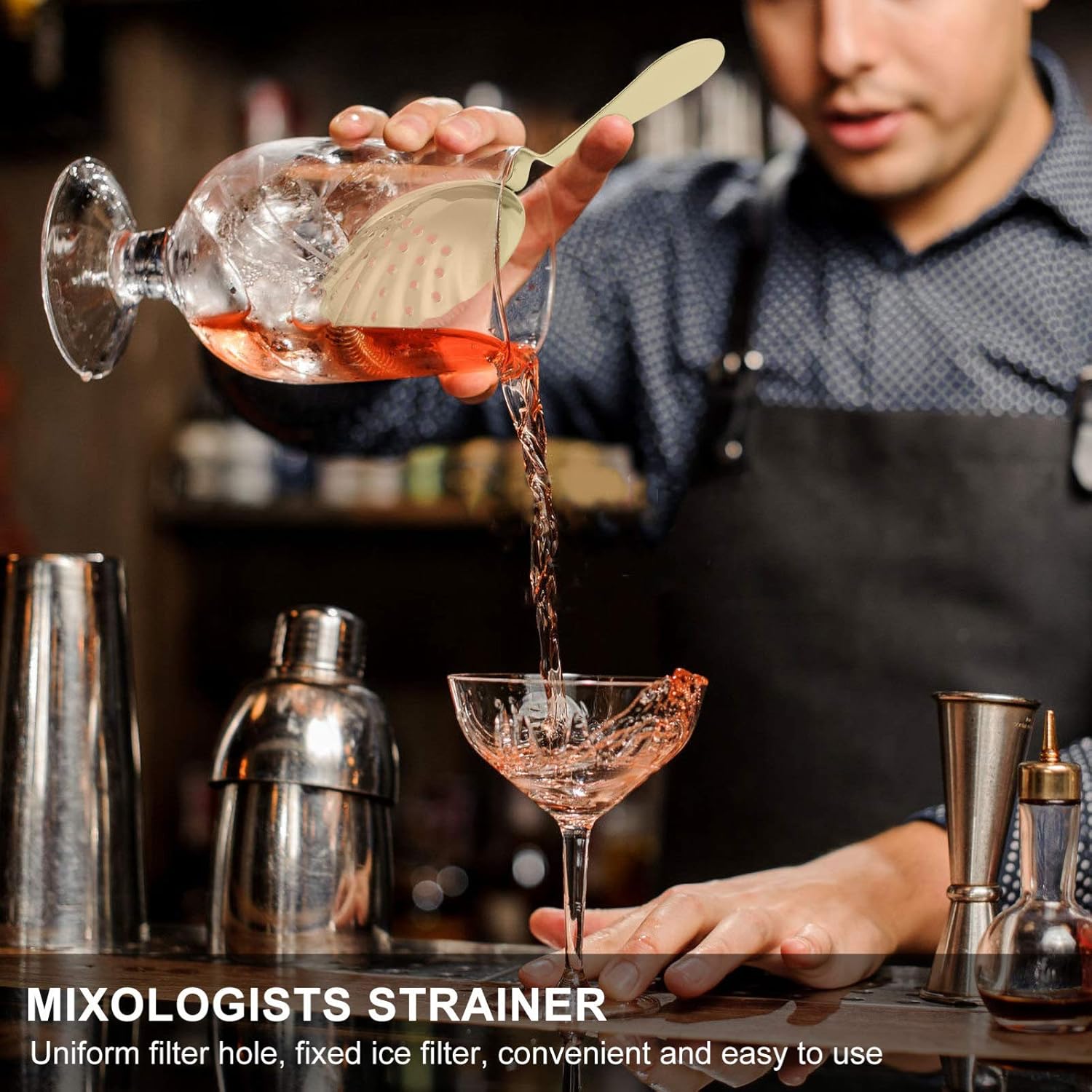 Sturdy Stainless Steel Cocktail Strainer Spoon by DOITOOL for Home Bar