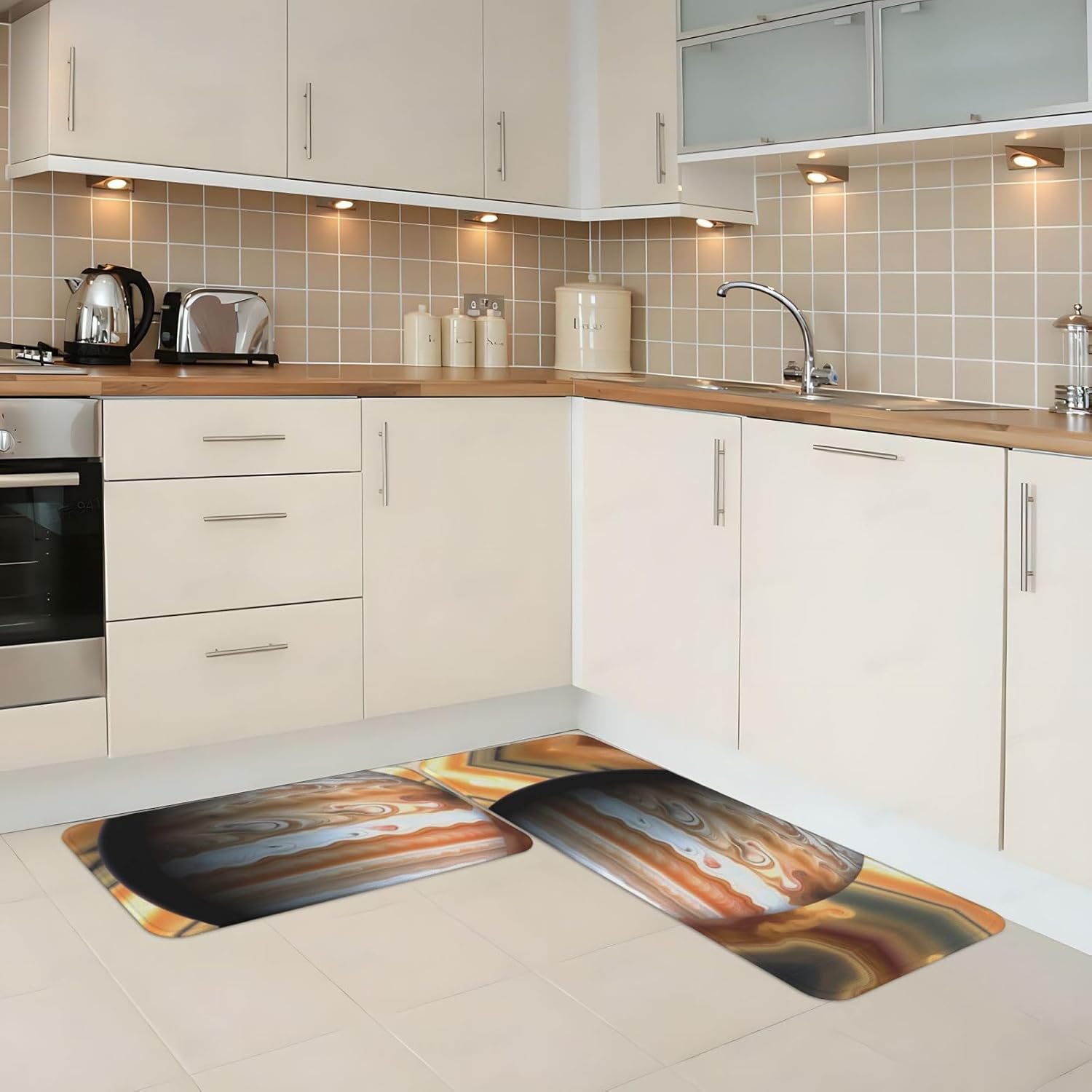 Jupiter Landscape Print Kitchen Mats Set 2