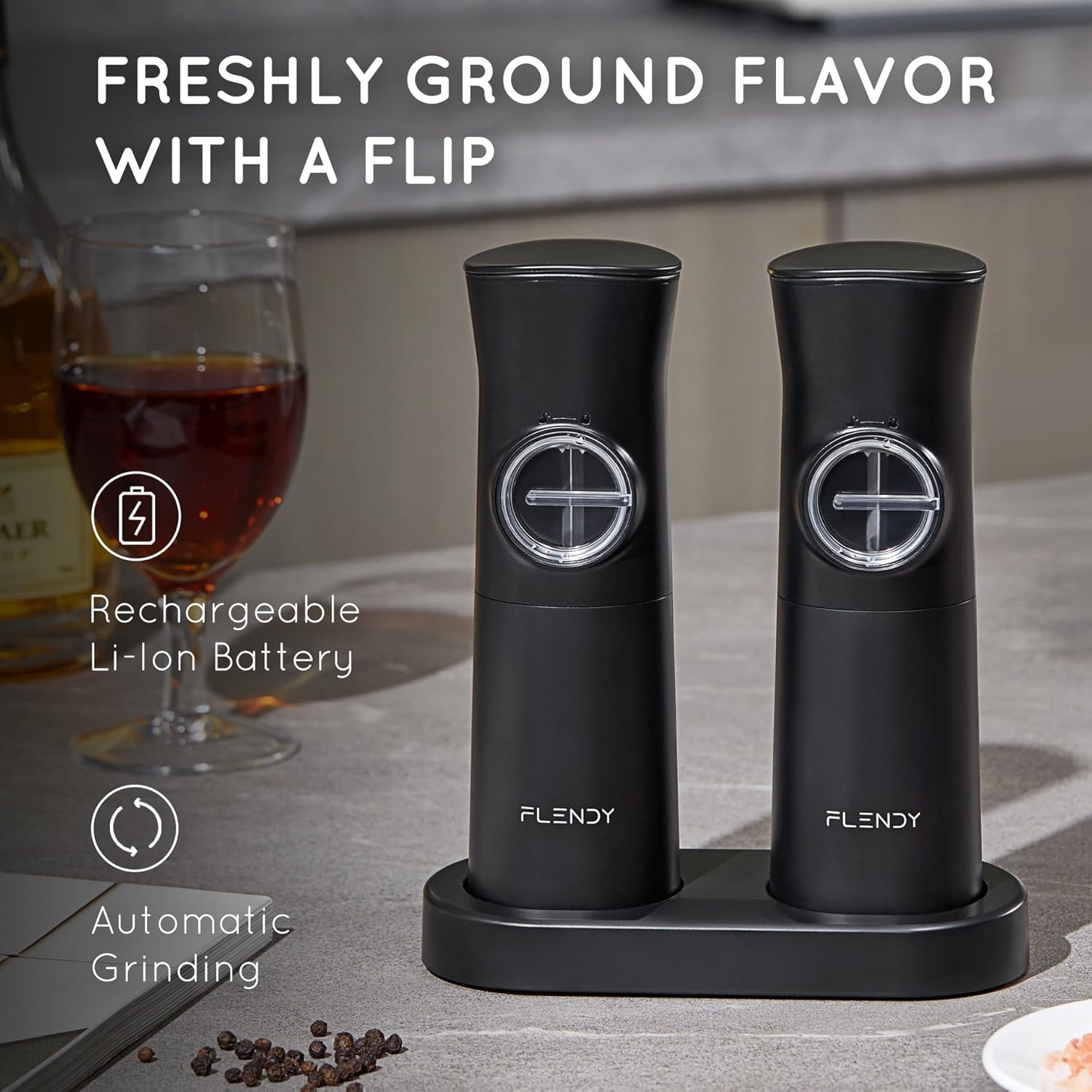 Flendy Gravity Electric Salt Pepper Grinder Set