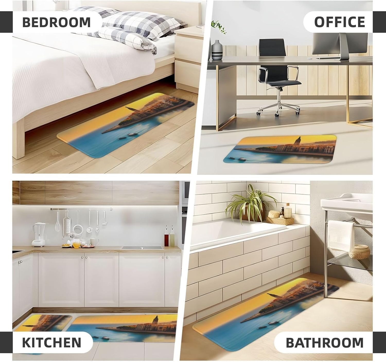 Sunset in Barcelona Kitchen Floor Mats Set of 2