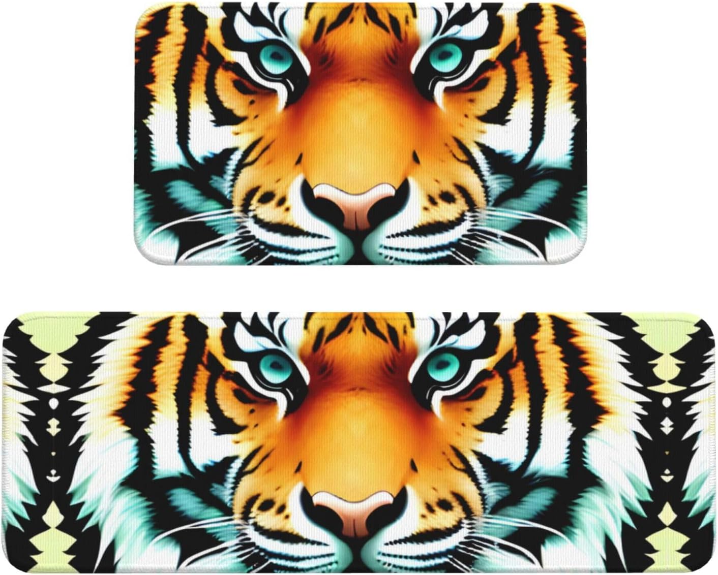 Little Fat Tiger Head Print Kitchen Mats 2 Sets