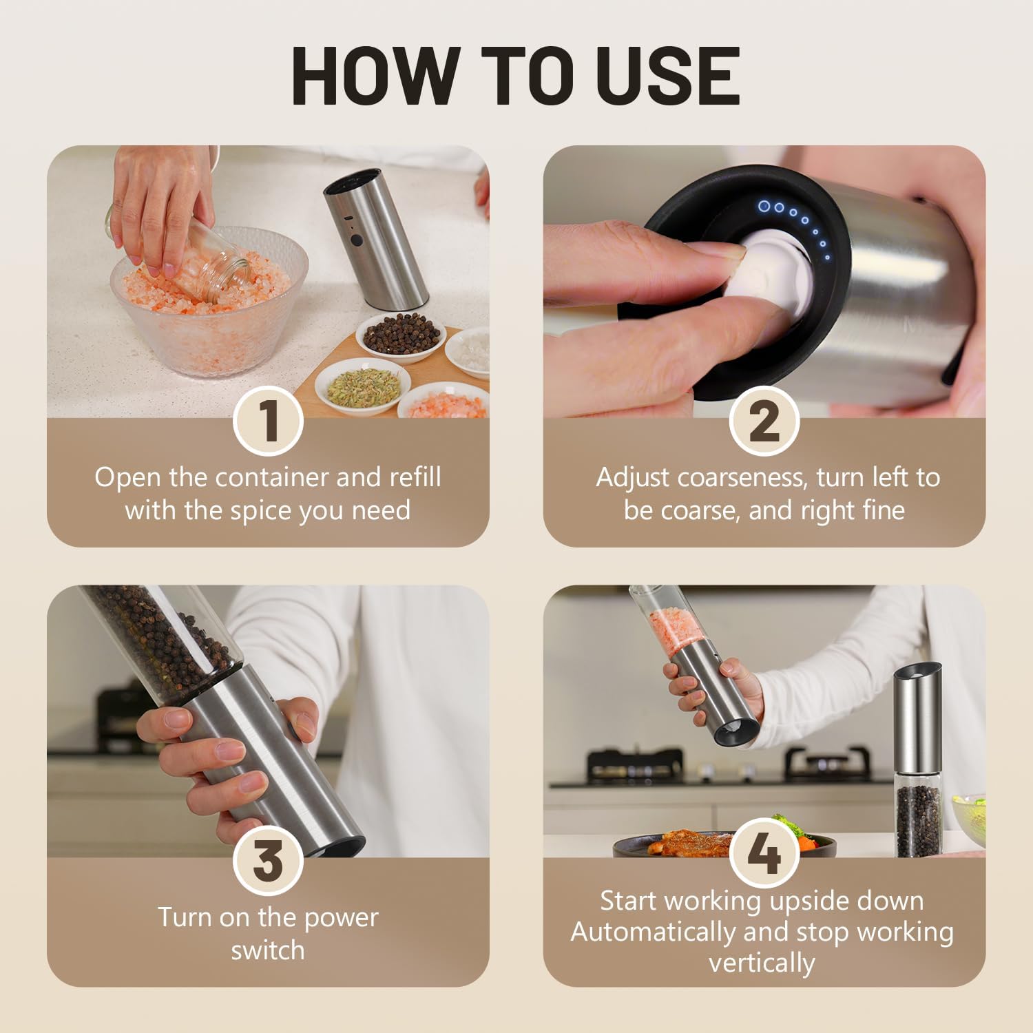 Gravity Electric Salt Pepper Grinder Set