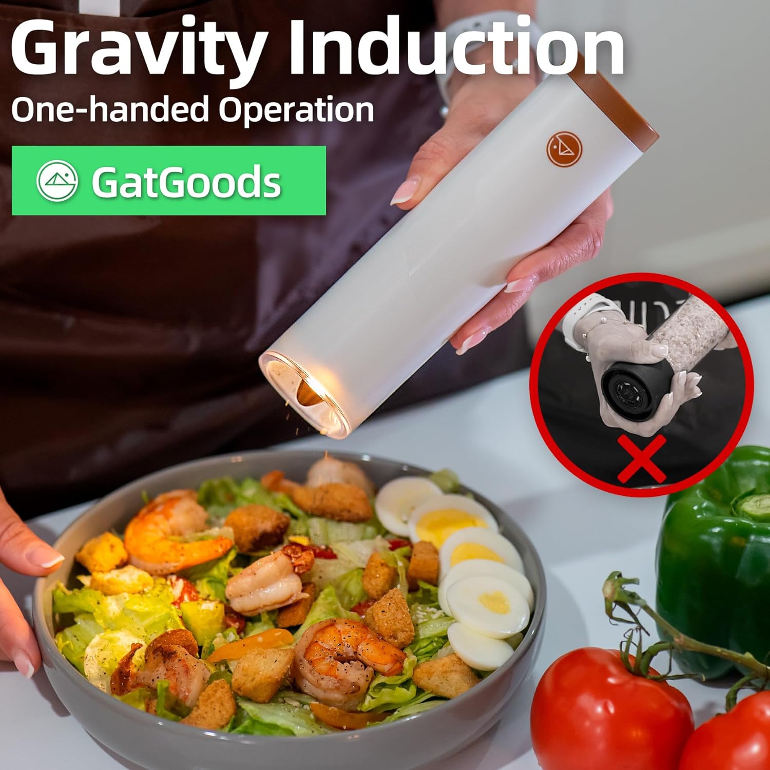 Adjustable Salt Pepper Grinder Set with LED Light