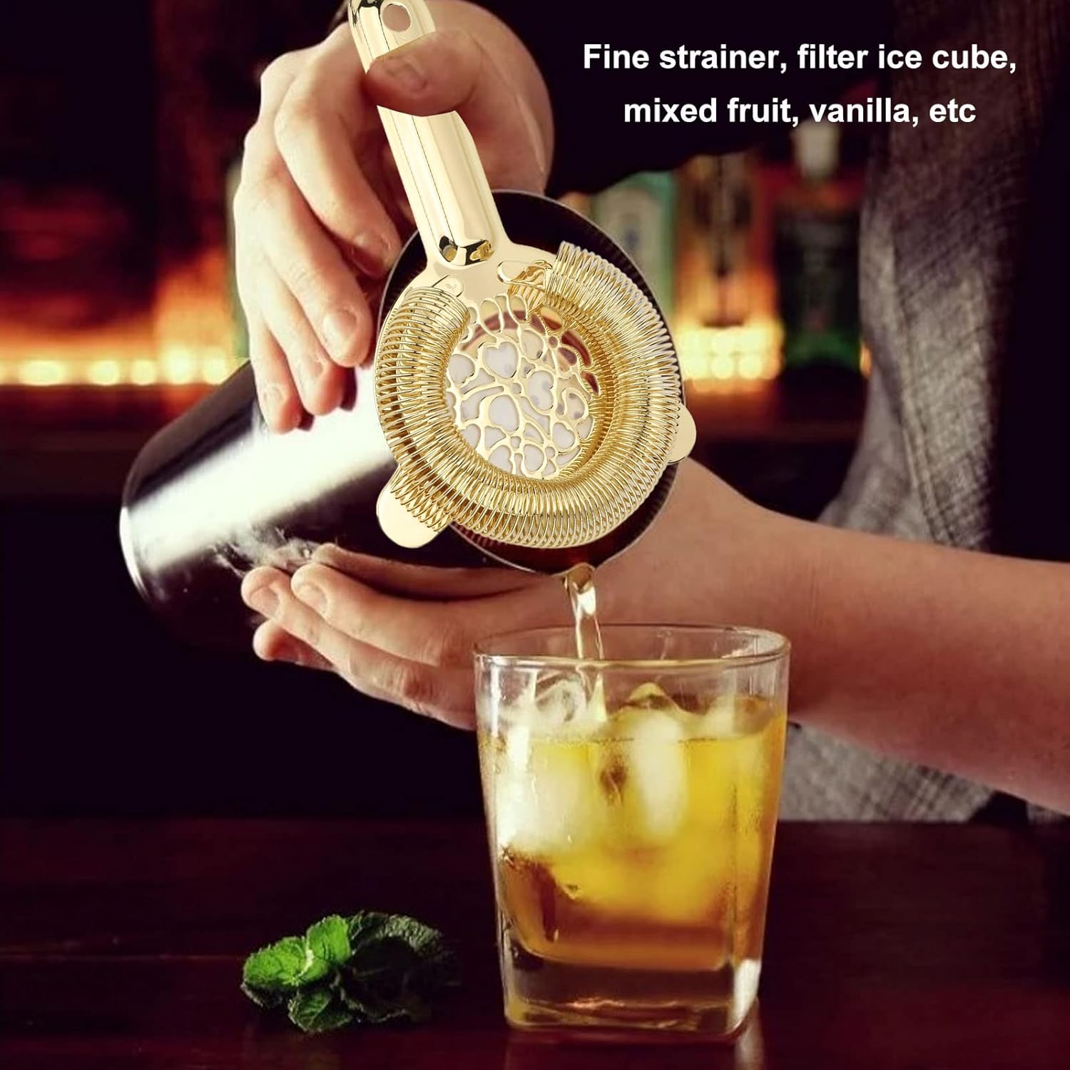 CDQL Stainless Steel Cocktail Strainer - Professional Bartending Tool for Home Kitchen