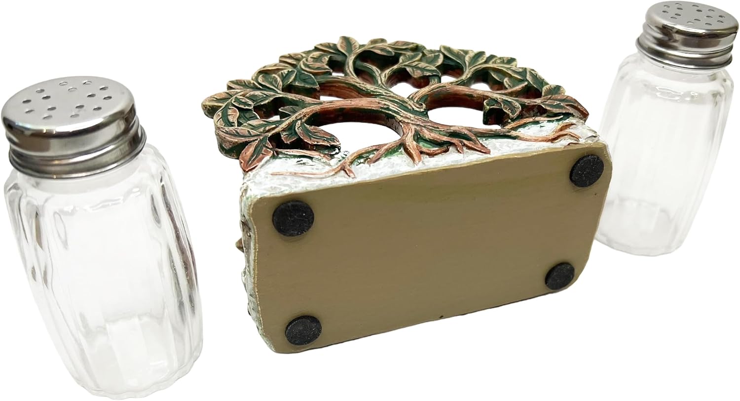 Top BrassTree of Life Salt and Pepper Shaker Set