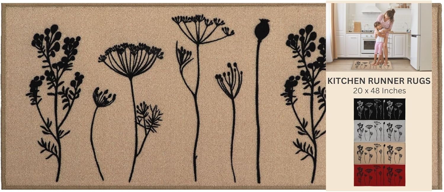 Elegant Wool Effect Kitchen Mat Runner Rug