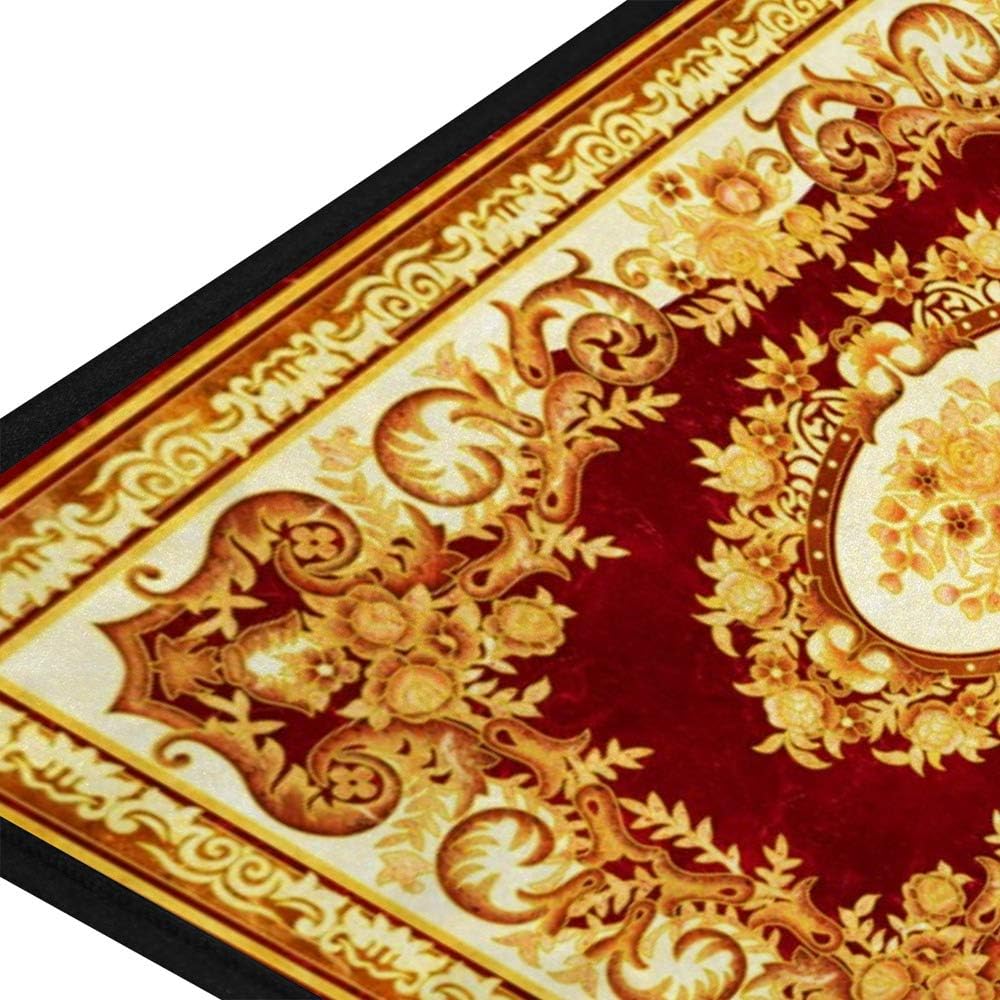 Rashu Red Marble Kitchen Rug Durable Anti-Fatigue Mat for Cooking Linen