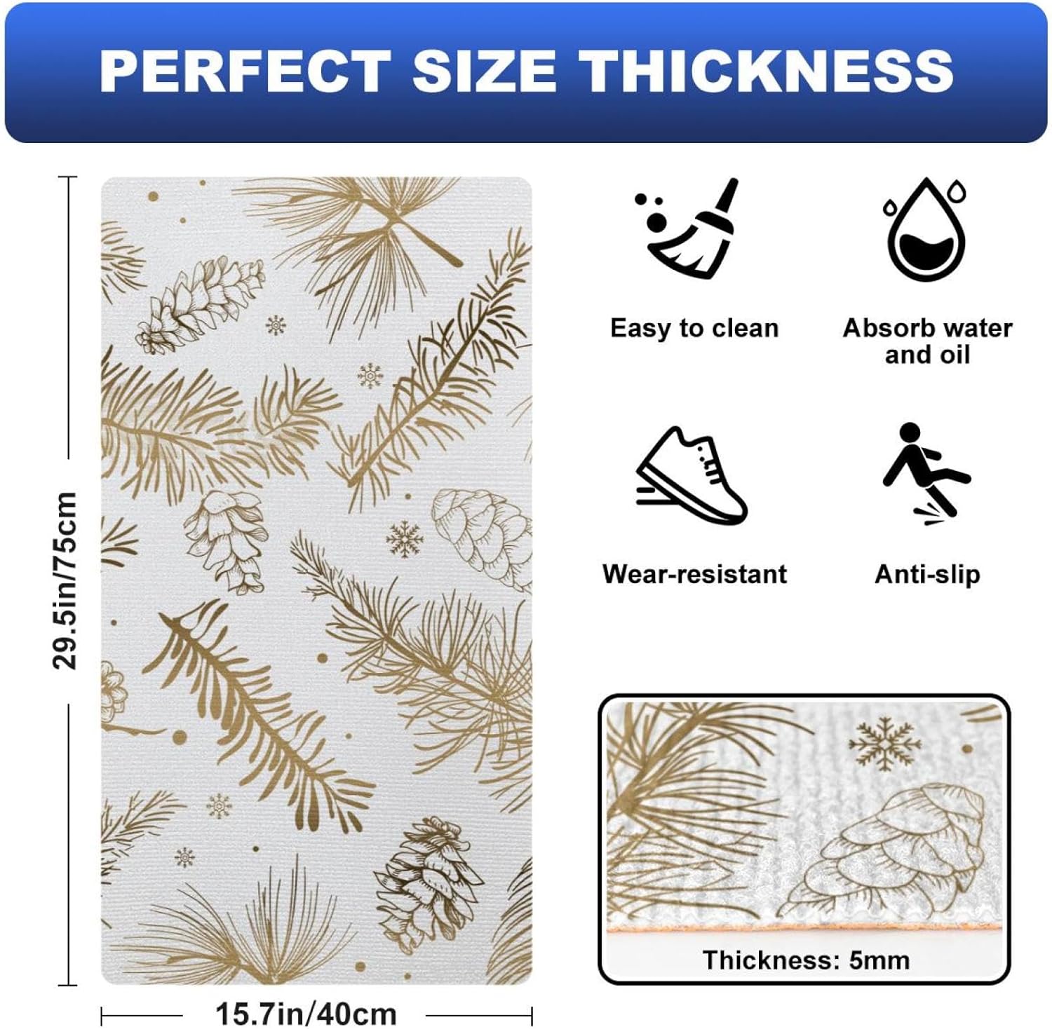 Golden Winter Kitchen Rugs
