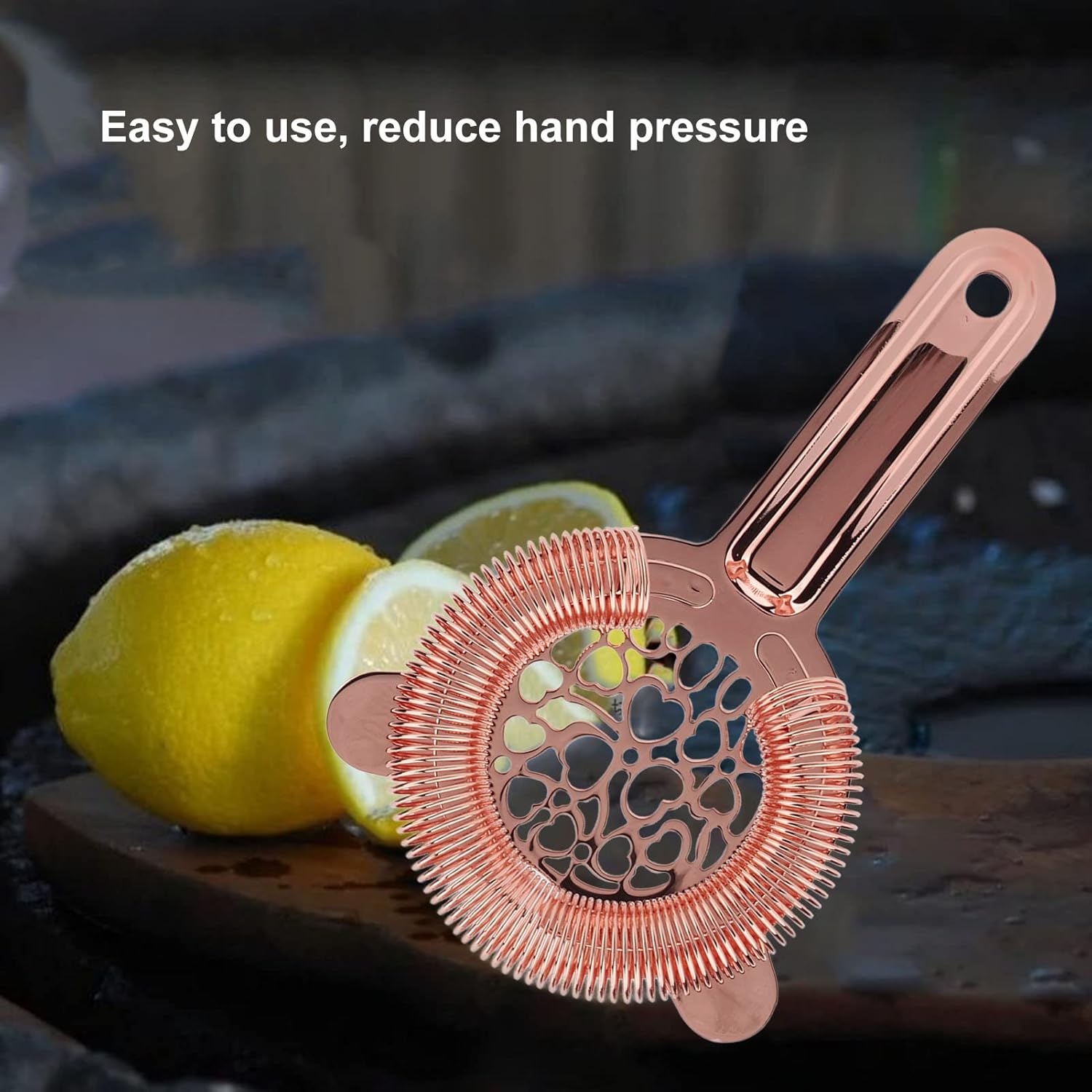 Stainless Steel Cocktail Strainer wRose Gold Pro Bartender Choice