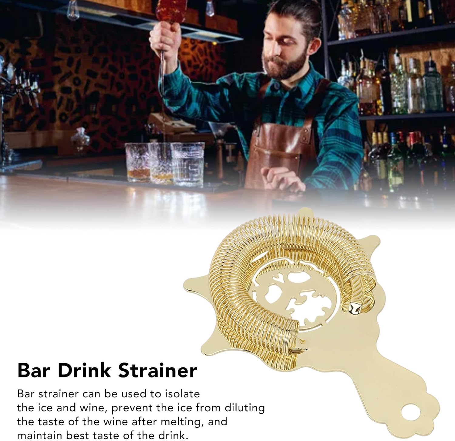 Stainless Steel Strainer Ice Separator for Pure Drinks Professional Bartender Tool