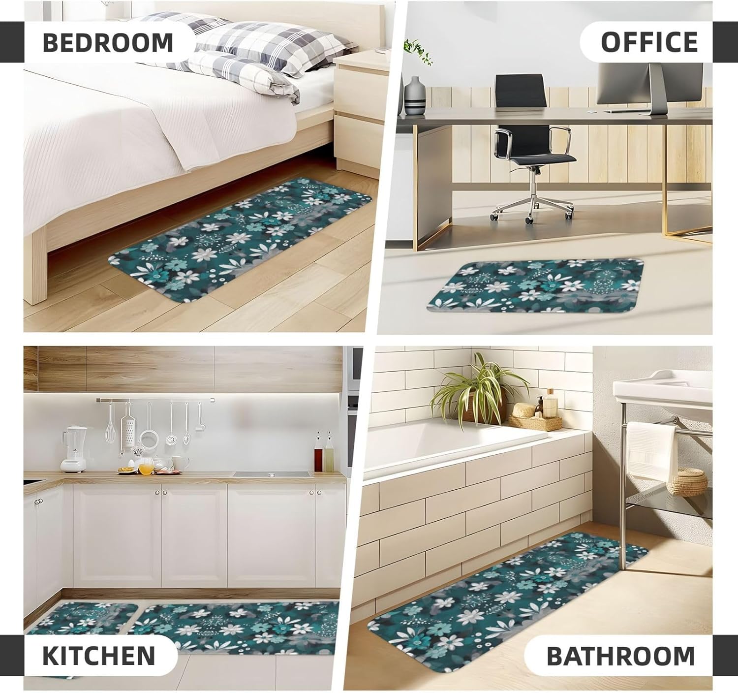 Two-Piece Multi-Purpose Anti-Fatigue Kitchen Mats Comfortable Non-Slip Durable