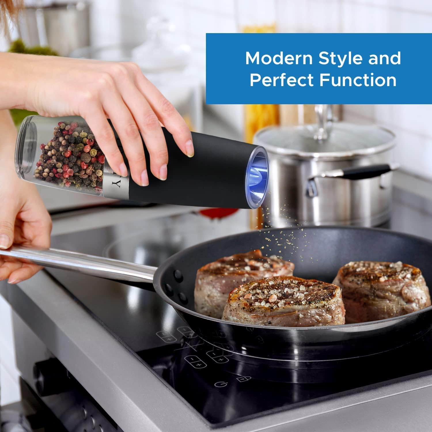 Wire-Free Stainless Steel Electric Salt Pepper grinder Set