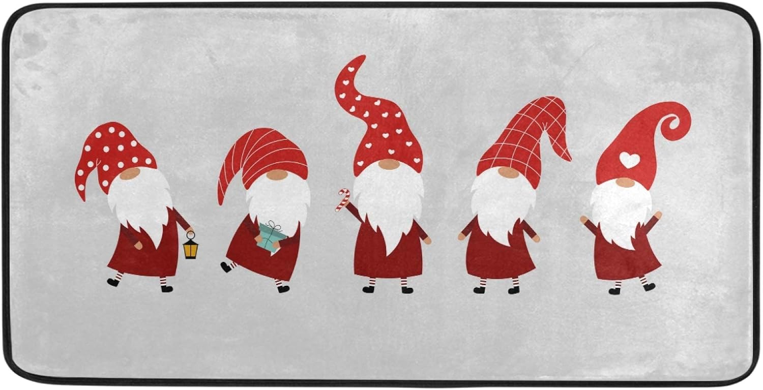 Boccsty Christmas Gnome Gray Kitchen Floor Mat