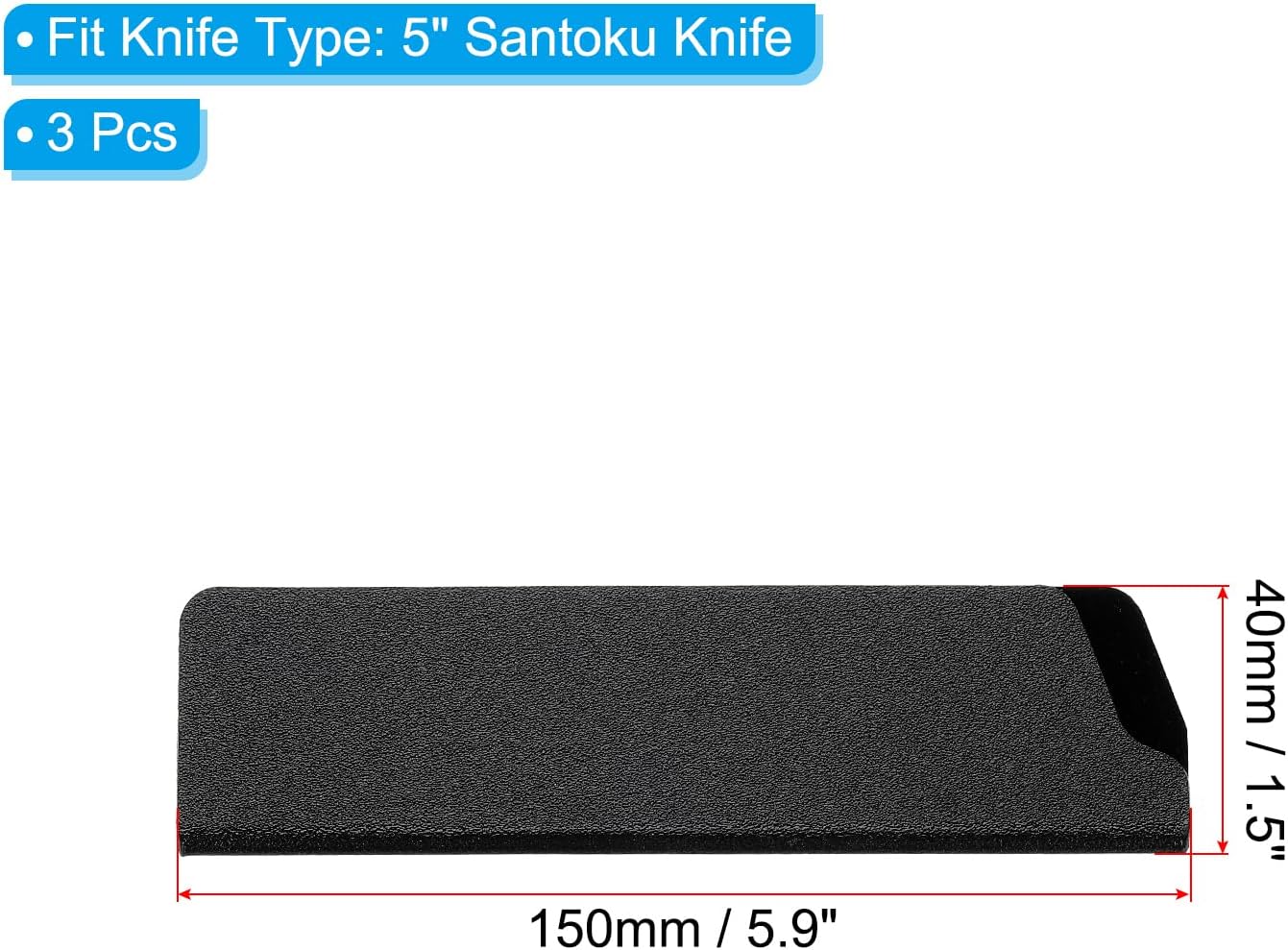 3-Piece Santoku Knife Guards Black