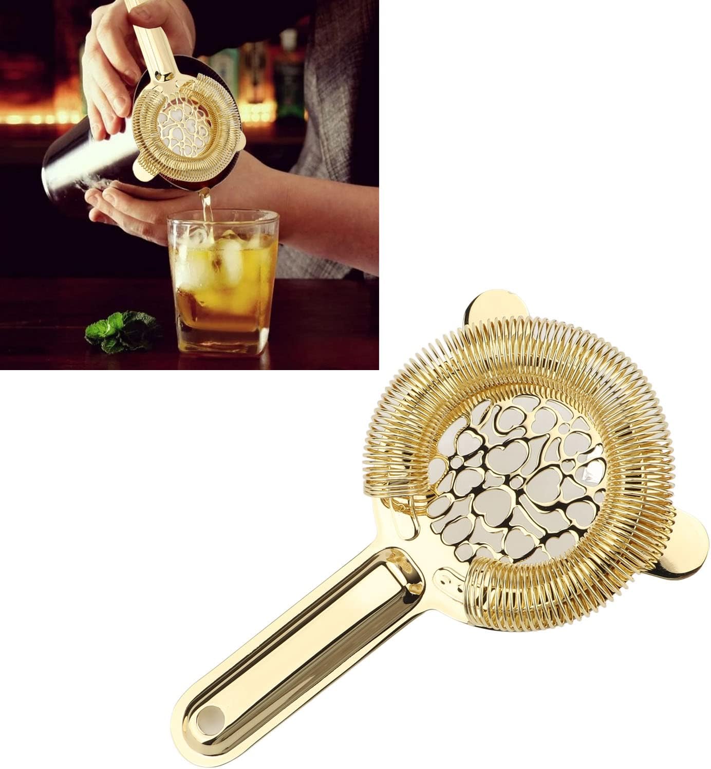 CDQL Stainless Steel Cocktail Strainer - Professional Bartending Tool for Home Kitchen
