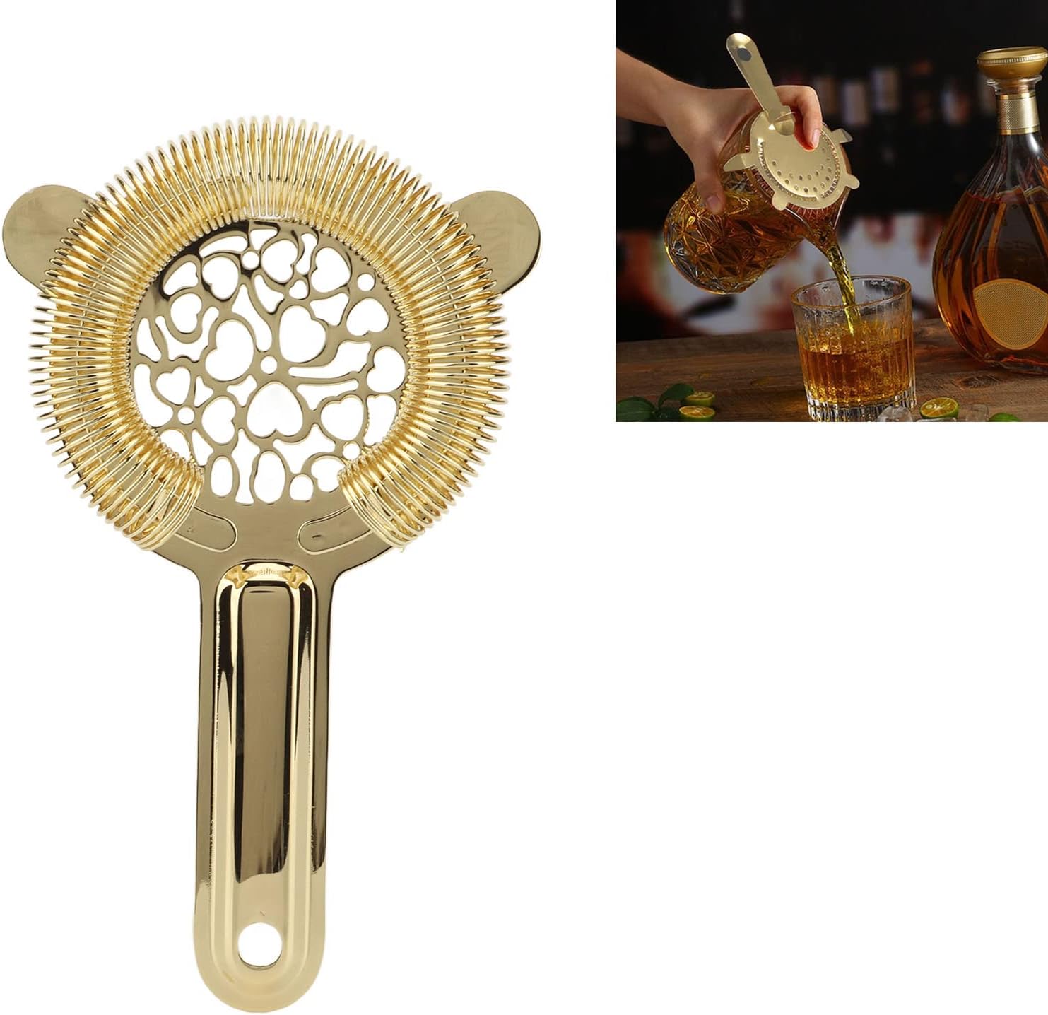 CDQL Stainless Steel Cocktail Strainer - Professional Bartending Tool for Home Kitchen