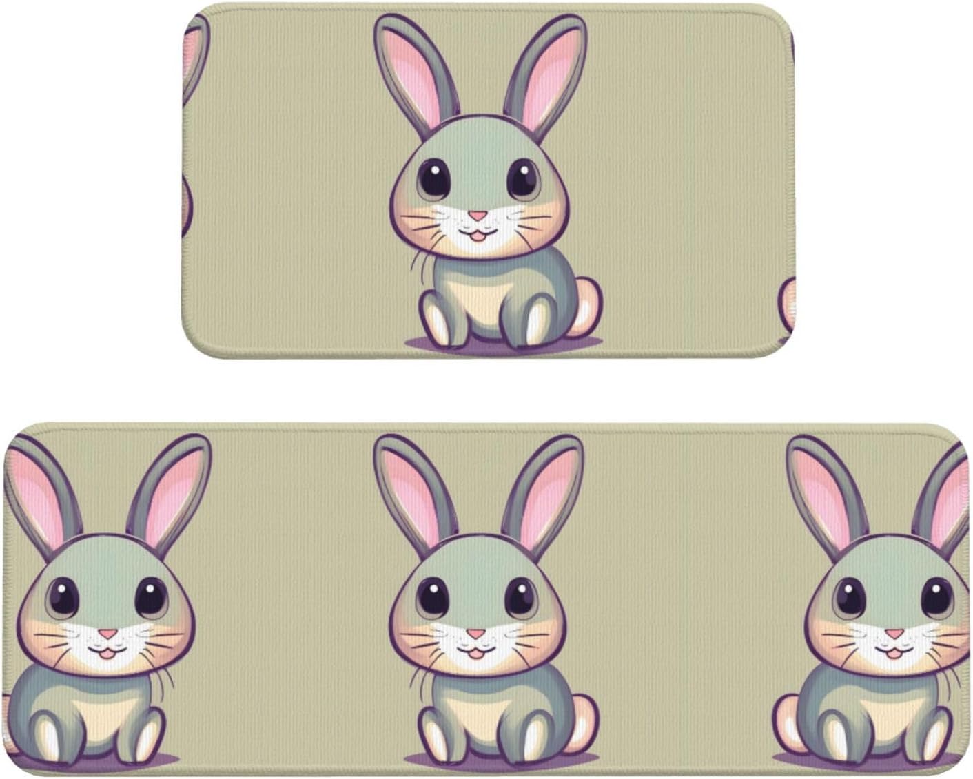 JxWCher - Cute Little Bunny Print Kitchen Mats