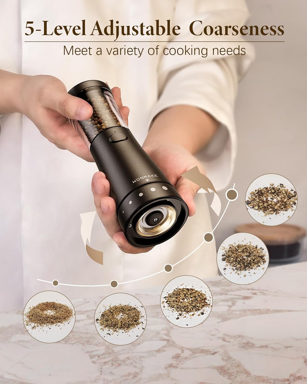 Adjustable Electric Salt Pepper Grinder Set 45oz
