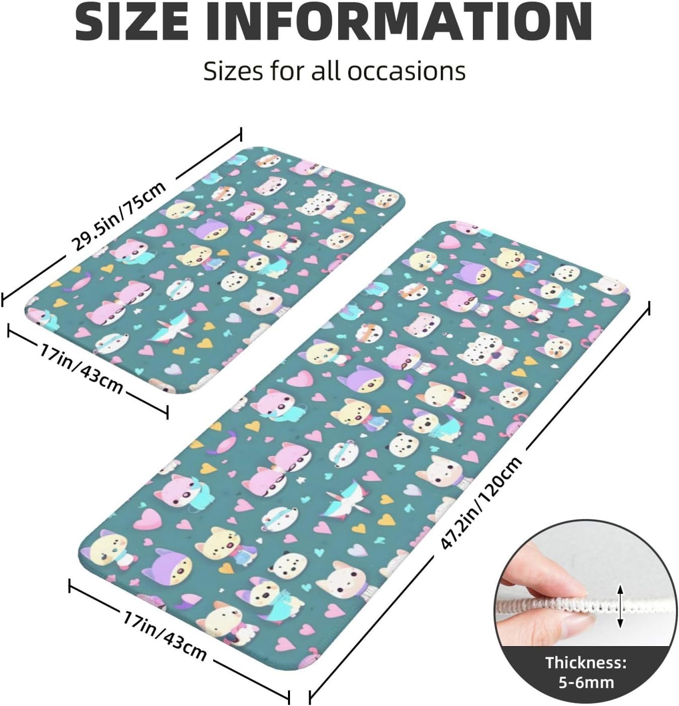 Cute Comfy Fox Kitchen Mat 2-Pack